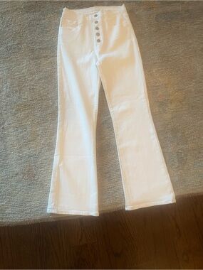 J Brand White Flare Jeans with Button-Fly
